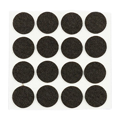 K.D.J. Brand Pattini Feltrini Pellicole Protettivi Tappetini di feltro di alta qualità di feltro trapuntato, marrone, 22 mm Ø, 3 mm spessore, autoadesivi - 16 pezzi - Made in Germany