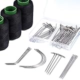 Pasadores en T: 51 mm/ 2 pulgadas de largo, los pasadores en forma de T pueden mantener la peluca en su lugar en la cabeza cuando se peina, fácil de insertar y quitar; También es bueno para el bloqueo de punto, modelado y manualidades.
