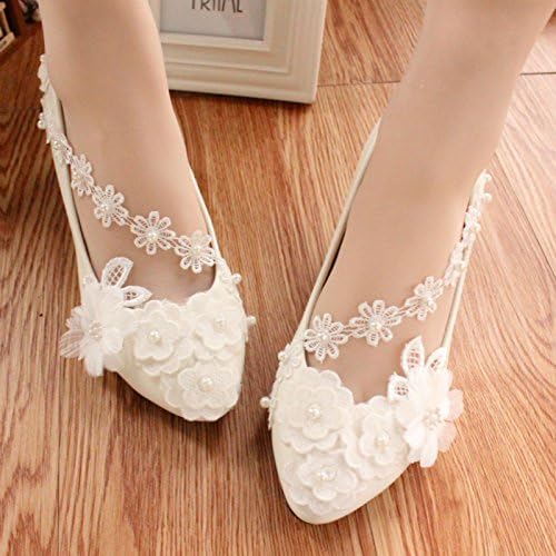 Si&amp; Women's wedding shoes/Spring and summer/bridesmaid and bride/handmade decals/banquet and party dress/Customize heel height/Flowers accessories/white, 3CM, CN39