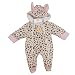 Baby Padded Style Soft Leopard Print All In One Snowsuit Pram suit (6-9 Months, Pink - Grey)