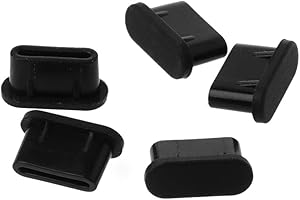 KERDEJAR Bouchons Anti-poussière, 5 pièces Type-c Prise Anti-poussière USB Port de Charge Protecteur Couverture en Silicone pour Samsung Huawei Accessoires de téléphone Intelligent Noir