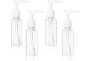 Sliverdew 4 przezroczyste butelki z pompką, 50 ml, do wielokrotnego napełniania, z tworzywa sztucznego, puste butelki podróżne do kosmetyków, balsamu, szamponu, mydła w płynie, 4 sztuki