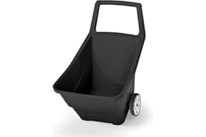 IMJ-GLOBAL Brouette de jardin Load&Go | capacité 95 litres | 57 x 84 x 92,5 cm | en plastique | noir | deux roues renforcées en caoutchouc | pour le transport des matériaux et des travaux d'entretien | structure