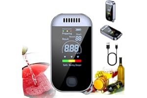 ‎JOYFAN Breathalyser Police Accurate, Mini Alcohol Tester Alcohol Meter with Digital LED Colour Display and USB Charging for Personal Use Semiconductor Sensor Alcohol Tester with Alarm (Black)