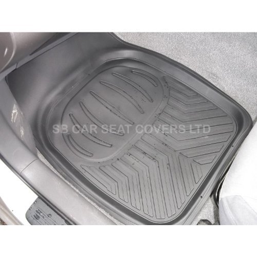 SB Car Seat Covers Car Floor Mats Deep Tray Rm500 Black 4 Piece Pvc