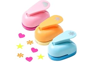 RuiChy 3 Pcs Paper Punches for Crafts, 15mm Hole Puncher Flower Heart Star Shape Cutter for Cardstock & Scrapbooking, Portable Paper Punchers DIY Crafts Punch for Card Making Hobby Craft Photo Album