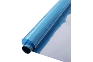 HOHOFILM 45cmx200cm One Way Mirror Window Films Daytime Privacy Reflective Window Tint Self-Adhesive Sun Blocking Heat Control Anti UV for Home,Buildings(Blue Silver)