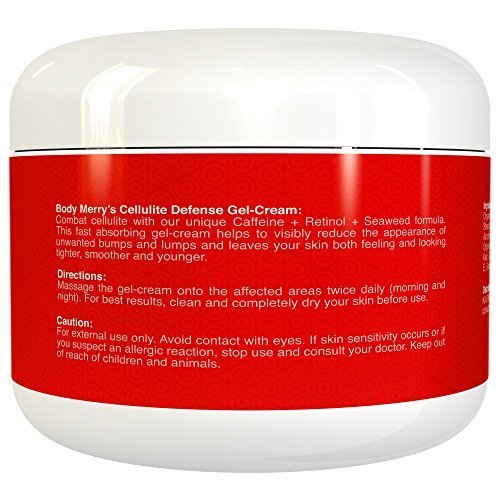 Body Merry Caffeine Activated Cellulite Cream For Firming - The Only Gel With Stimulating Ingredients Like Retinol + Seaweed to Boost Circulation While Toning Uneven Skin