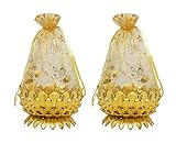 Confidence New Design Small Decorative Basket for Gift Packing, Basket Potli Gift Bags, Golden, Set of 2, Pack of 1