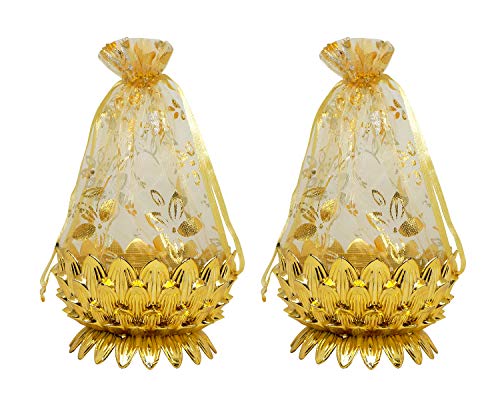 Confidence New Design Small Decorative Basket for Gift Packing, Basket Potli Gift Bags, Golden, Set of 2, Pack of 1