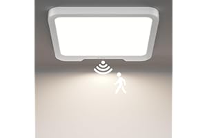 Birnetek® Lampara Techo con Sensor de Movimiento, 8000mAh Batería Plafon LED Recargable, 3000K, 4000K, 6500K, Control Remoto para Pasillo, Escaleras, Garaje