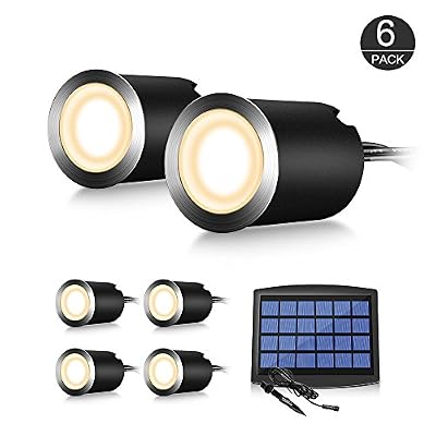 CroLED Spots LED Encastrable Extérieur IP65 Acier Inox Dimmable automatique - 0,6W Blanc Lampe Spots de Sol à Encastrer pour Terrasse étanche - Spot à LED Solaire Panneaux Efficace pour Chemin Bassin Piscine (Blanc chaud)