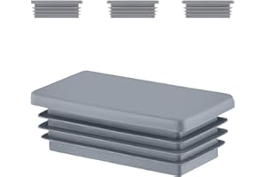 EMFA Tappi a Lamelle Rettangolari 120x80 mm in Plastica Grigio - Tappo per Tubo per Mobili e Strutture in Ferro | Inserto Terminale – Set 4 Pezzi – 12x8 cm