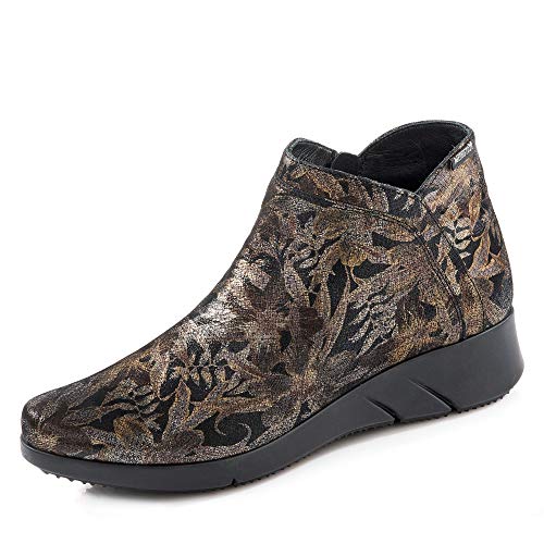Flat Floral Ankle Boot Side Zip