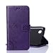 Produktbild LG K4 ( 2017 ) Hülle, LG K4 ( 2017 ) Schutzhülle, Alfort Carving Lederhülle Fashion Design Premium PU Leder Hohe Qualität Tasche Case Cover Kasten Abdeckung Wallet für LG K4 ( 2017 ) 5.0" Smartphone Funktion Standfunktion Unterstützte Telefone und Magnetverschluss mit Schmetterling ( Dunkles Violet )
