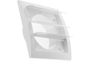 STEINBERG14 Biała Kratka Wentylacyjna Ø 100 mm z Ruchomymi Lamelami - Klapa Zwrotna z Ochroną Przed Owadami