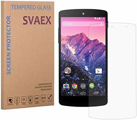 SVAEX Google Nexus 5 Premium Tempered Glass Screen Protector - 0.3mm - HD Transparency - Oleophobic coating - 2.5D Round Edges - Delicate Touch - Japanese Glass