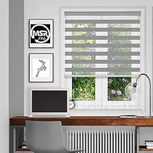 MSR 116 Zebra Blinds/Curtains and Shades for Home Furnishing(Balcony,Kitchen,Bedroom,Bathroom etc) Grey (3 ft(W)*3 ft(H))