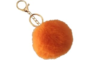 BUYVERSE Llavero pompon piel conejo artificial, bola suave y bonita, accesorio de bolsos, mochilas, coche. Pom pom decorativo con cierre