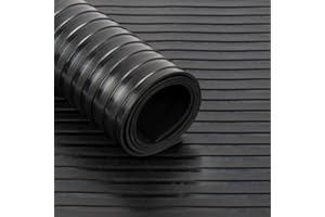 Shield Autocare Rubber Matting Roll | 2m x 1.2m Wide Ribbed Rubber Flooring Mat for Garage Floor, Van, Gym, Shed | Black 3mm Thick Heavy Duty Indoor Outdoor Industrial Non Slip Waterproof Sheet
