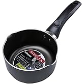 STEELEX Non-Stick Milk Pan 16cm with Dual Double Pouring Lips Non-Stick Aluminium Small Milk Pan Deep Milk Pot Water Boiling 