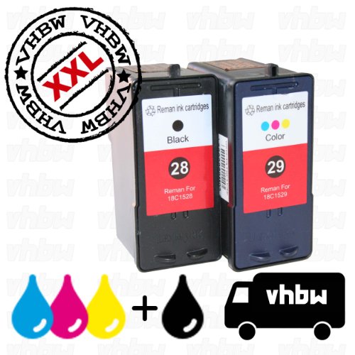 vhbw 2x Refill Druckerpatrone Tintenpatrone Set für Lexmark 28, 29, 18C1429, 18C1429E, 18C1528, 18C1528E.
