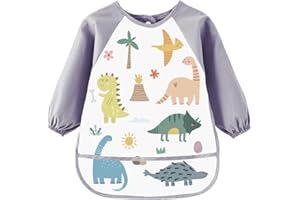 Montrestar Malkittel Kinder Malschürze 3-8 Jahre, Malerkittel Kind mit Lange Ärmeln und 3 Taschen, Wasserdicht Malkittel Schule 1. Klasse, für Mädchen Jungen Malen Basteln Backen Kinderschürze