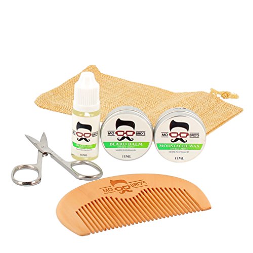 Mo Bro's Beard Grooming Starter Kit - Stop Itching - Improve Beard Health - Moisturise & Conditions - Premium, Cruelty Free Ingredients - As Seen On Dragons Den - (Sweet Mint)
