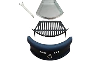 YOUR DIY SHOP Complete Cast Iron Fire Set. Comprising of Grate Ashpan & Lifting Tool & Bowed Front Fret Black 16"