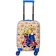 Swarn Products Stylish Polycarbonate, 360° Rotating Wheels Scooter Mini Heroes Printed Pattern Suitcase & Extra Light Weight Kids Trolley Bag (16 Inch, 360 Degree, Multicolor)