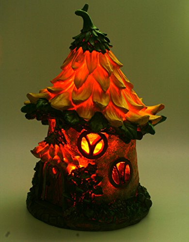 Solar Powered beleuchtet Fairy gelb Cottage/Dwelling Garten Ornament - 6