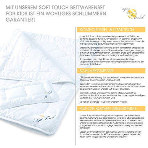 Kinder 4-Jahreszeiten-Bettdecke, 100 x 135 cm Mikrofaser Baby-Steppdecke im Set mit 1x Kopfkissen 40 x 60 cm weiß | aqua-textil Soft Touch Kids 1000489 - 5