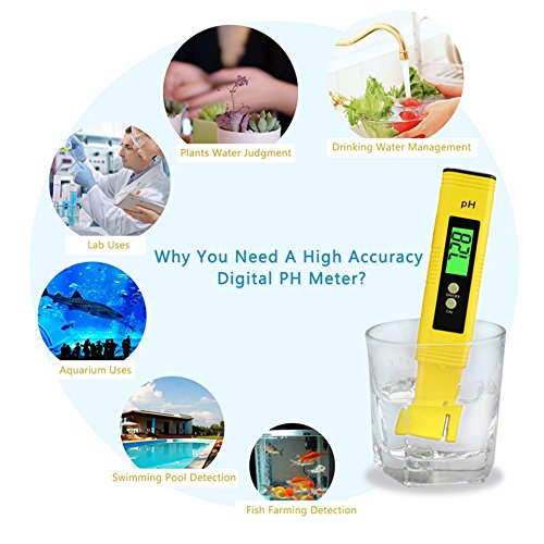 Digital pH Meter Messgerät,Goldbeing PH Tester Messer mit ATC,Wasserqualität Tester mit 0,00-14,00 pH Messbereich für Wasser, Aquarium, Pools, Schwimmbad, Labor - 7
