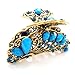 Fashion Base Retro Acrylic Crystal Peacock Shaped Hair Claws Clips for Women Bluel