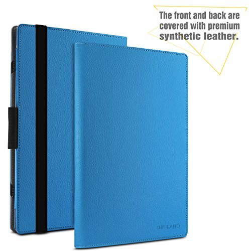 Lenovo Yoga Book Hülle Case, Infiland Slim Fit Folio PU-lederne dünne Kunstleder Schutzhülle Cover Tasche für Lenovo Yoga Book 25,65cm (10,1 Zoll Full HD) 2-in-1 Tablet PC(mit Auto Schlaf / Wach Funktion, Tablet und Tastatur sind nicht entgehaltet)(Hellblau) - 2