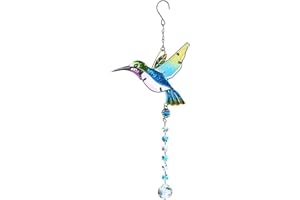 ‎DRAGONX2 Kolibri Deko Kristall SonnenfäNger Ornament SonnenfäNger Kristall SonnenfäNger FüR Den Garten Vogel Fensteraufkleber Zum Schutz Gegen Vogelschlag FüR Zuhause, Windows, Gartendekoration, 42cm (Blau)