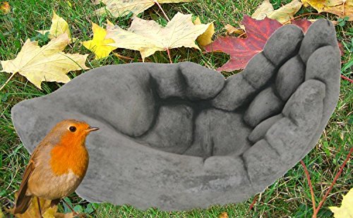 Preisvergleich Produktbild Massives Vogelbad 32cm "Hand" Vogeltränke Beton 6kg Steinfiguren Garten Deko