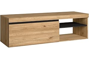 Skraut Home | Mueble TV | Modelo Naturale | 120 x 40 x 41 cm | Mueble Auxiliar 1 Puerta y Balda | Estilo Nórdico | Melamina | Acabado en Roble y Negro