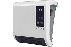 NIKLAS - Termoventilatore caldobagno stufa elettrica a parete 2000 W Trendy Digital Niklas, Radiante