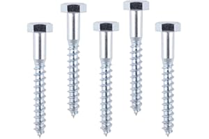 RADSO® M8 (8mm x 65mm) Hex Head Coach Screw - Zinc Plated-DIN571- For Wood, Masonry, Brick, and Concrete. Ideal for TV, Fence, Shelves, Decking and other Professional & DIY Projects- Pack of 10