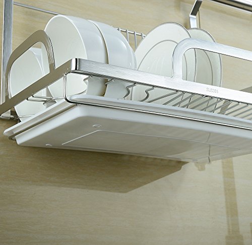 KuanGuang Küche Organisatore Wandmontage Edelstahl Geschirr Abtropf Regal Geschirrabtropfständer Geschirrabtropfkorb Geschirr Abtropfkorb Geschirrkorb - 3