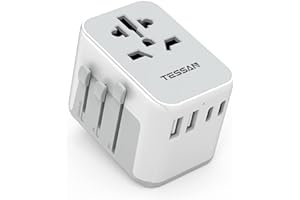 ‎TESSAN TESSAN Uniwersalny Adapter Wtyczki, Uniwersalny Adapter Wtyczki Podróżnej z 2 USB i 2 USB C, Uniwersalny Adapter do UE, Wielkiej Brytanii, Ameryki, Kanady, Australii, Uniwersalny Adapter Wtyczki