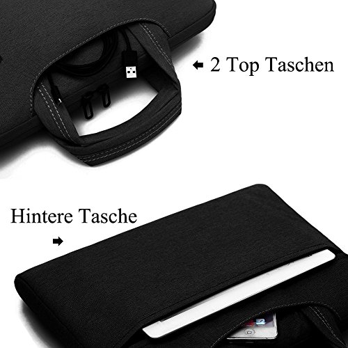 BRINCH leicht universal Gewebe wasserdichtes Anti-reißen Laptop Schutzhülle Aktentasche Handtasche/ Laptop Messenger Bag, Ultra Schutz mit weichem Schaum für 15 – 15,6 Zoll Laptop / Macbook / Notebook / Tablet / Ultrabook Computers(Apple / Acer / Asus / Dell / Fujitsu / Lenovo / HP / Samsung ) mit Fronttasche, zwei Rückentaschen & Griffe und Zubehör Tasche,Schwarz - 5