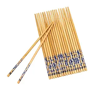 INOVERA 10 Pairs Natural Bamboo Reusable Chopsticks for Sushi, Noodles, Fried Rice (24 cm, Brown)