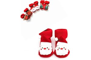 IL MONDO DI NOAH Calze Natalizie Neonato, Calzini Antiscivolo Bambino/Bambina, Unisex, 0-12 Mesi (Babbo Natale)