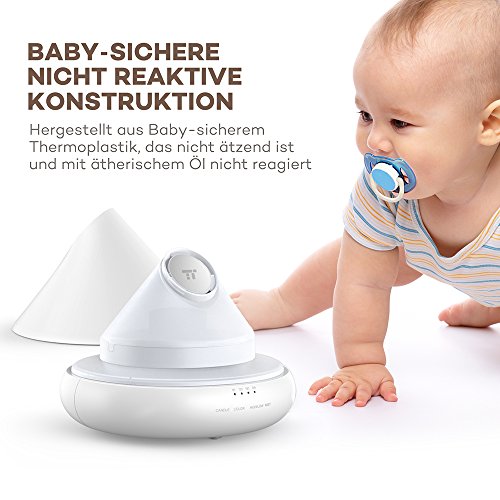 TaoTronics Aroma Diffuser 300ml mit Kerzenlicht Ätherisches Öl Diffuser Luftbefeuchter Triple Mist Outlet Design, 7 Farbewechsel, Touch Control, Timer - 5