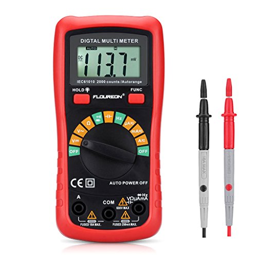 Preisvergleich Produktbild Floureon Digital Multimeter Messgeräte (Spannungsmesser, Stromprüfer, Widerstand) Strommessgerät Auto Range Pocket Multi Tester mit NCV Hintergrundbeleuchtung 2000 Counts Diode Transistor Kontinuität Test