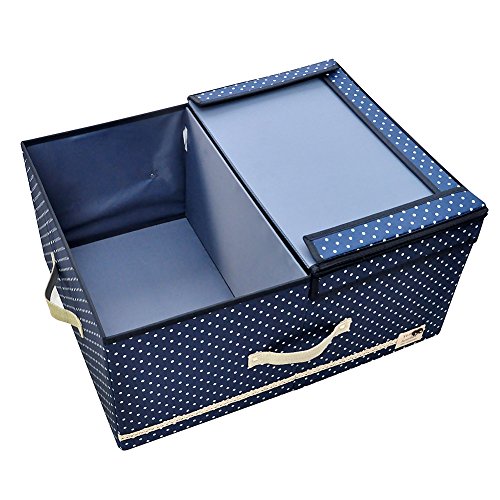 Jumbo Größe, faltbar, dicke Polyestergewebe, Lagerplätze , Kleidung Veranstalter Box mit Deckel und herausnehmbaren Einteilungen, 60 Liter, Blau Dot - 3