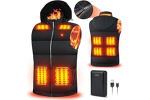 Rrtizan Chaleco calefactable hombre con bateria 10000mah, chaqueta calefactable sin mangas ligera, 3 niveles de calor + 9 zonas, Para trabajar al aire libre, ciclismo, moto y esquí