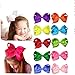 Ambielly 20Pcs Baby Girl Headbands Grosgrain Ribbon 6" Large Boutique Hair Bows Alligator Clips For Teens Kids (20 Solid Colors 6")